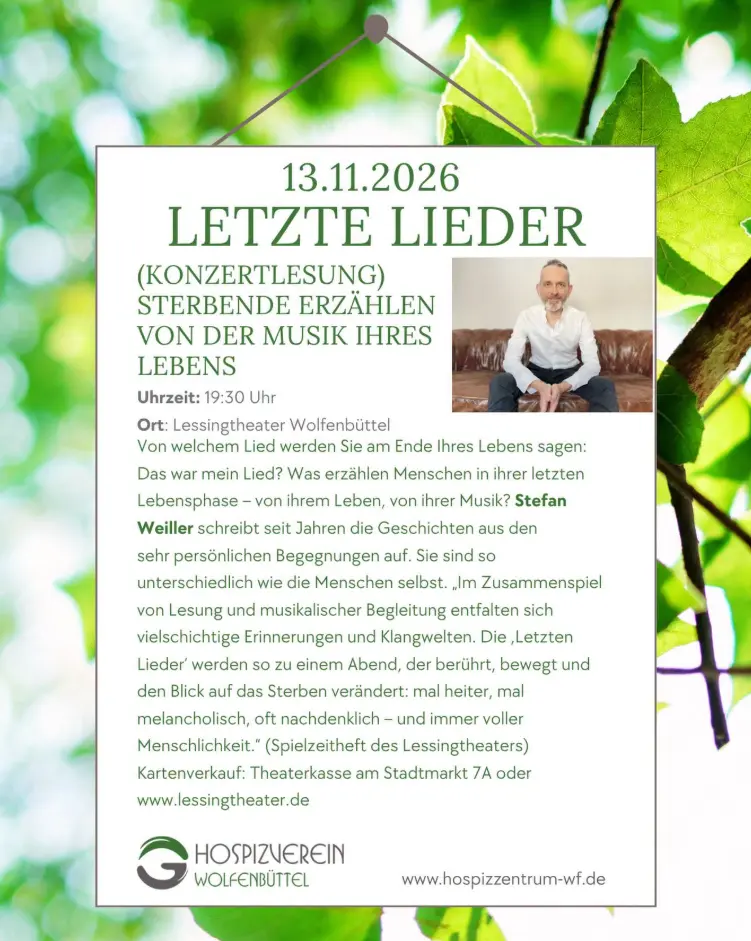 „Letzte Lieder“ – Konzertlesung mit Stefan Weiller